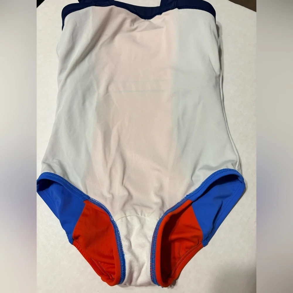 Hanna Andersson Little Girls 6-7 Color Block Blue and‎ Red One Piece Swimsuit
